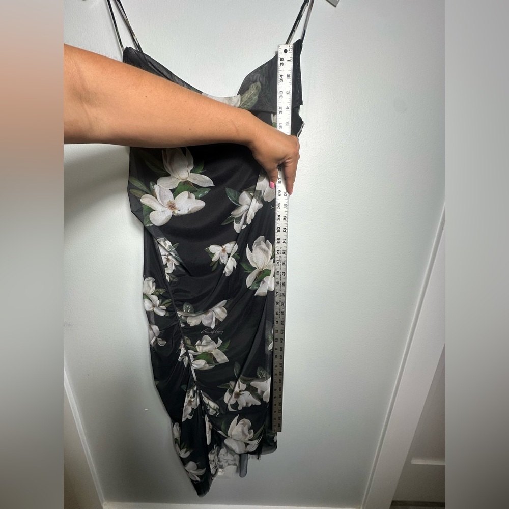 All Saints Midi Floral Asymmetrical Ulla Alessandra Black Sleeveless Dress Sz8 - Picture 14 of 17